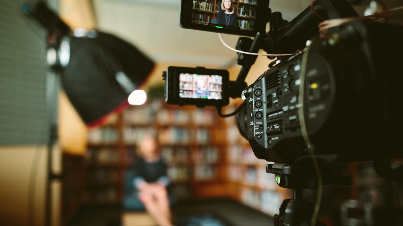 Professional media production camera in a studio